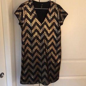 Black and Gold Sequin T-Shirt Dress!